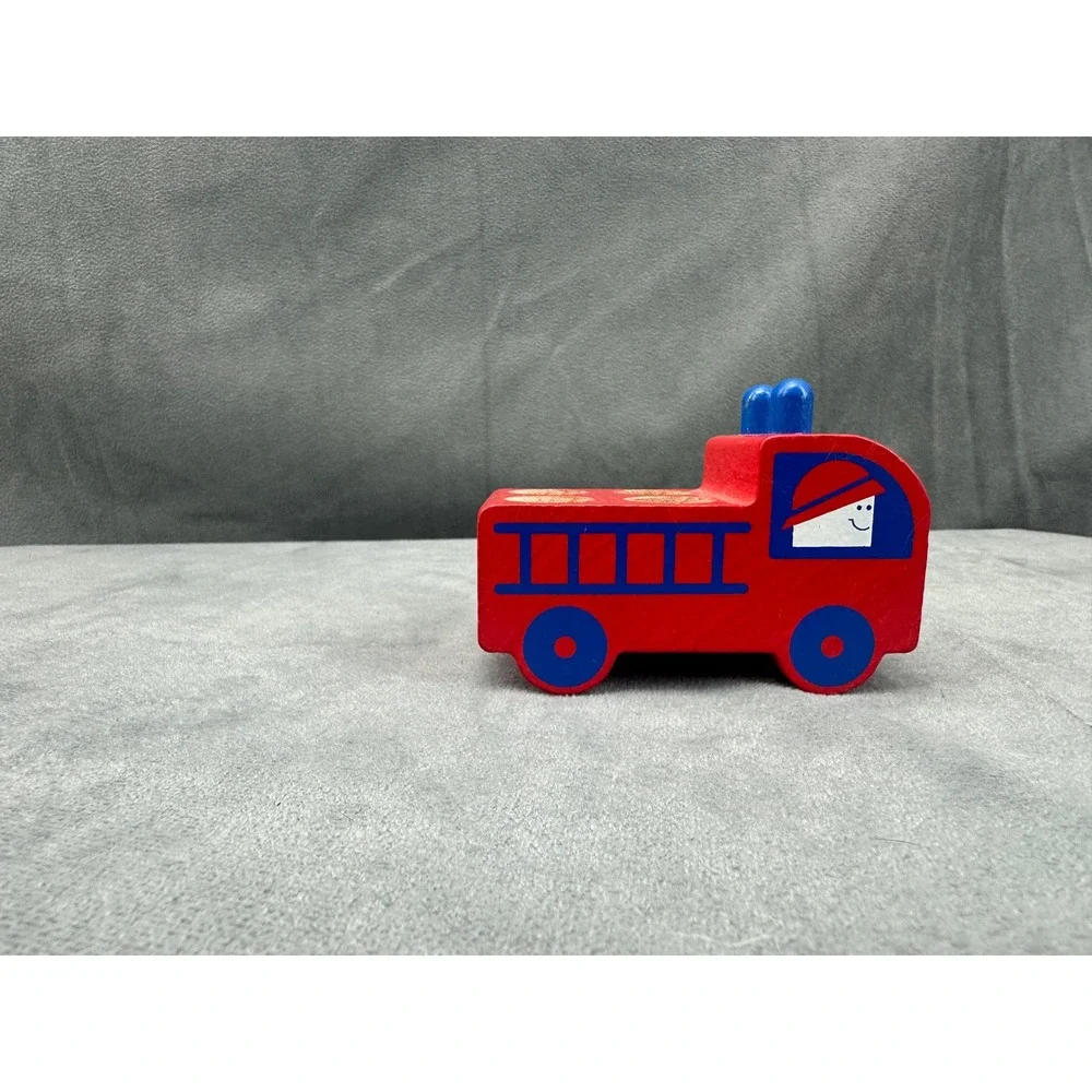 Wooden Fire Truck Holes on Top No Brand Board Game Toy Kids Red Blue